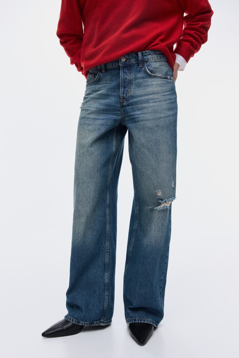 Wide Leg Regular Waist Jeans, Alternate, color, Denim blue