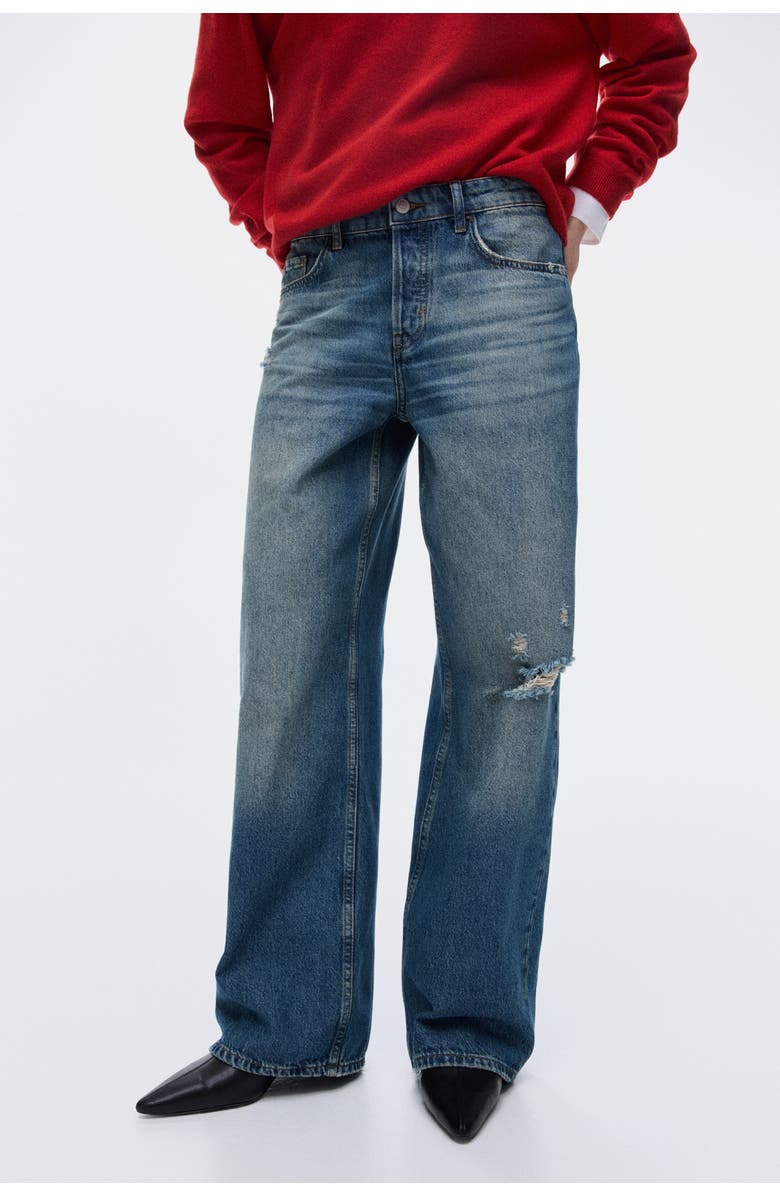 H&M Wide Leg Regular Waist Jeans, Alternate, color, Denim Blue