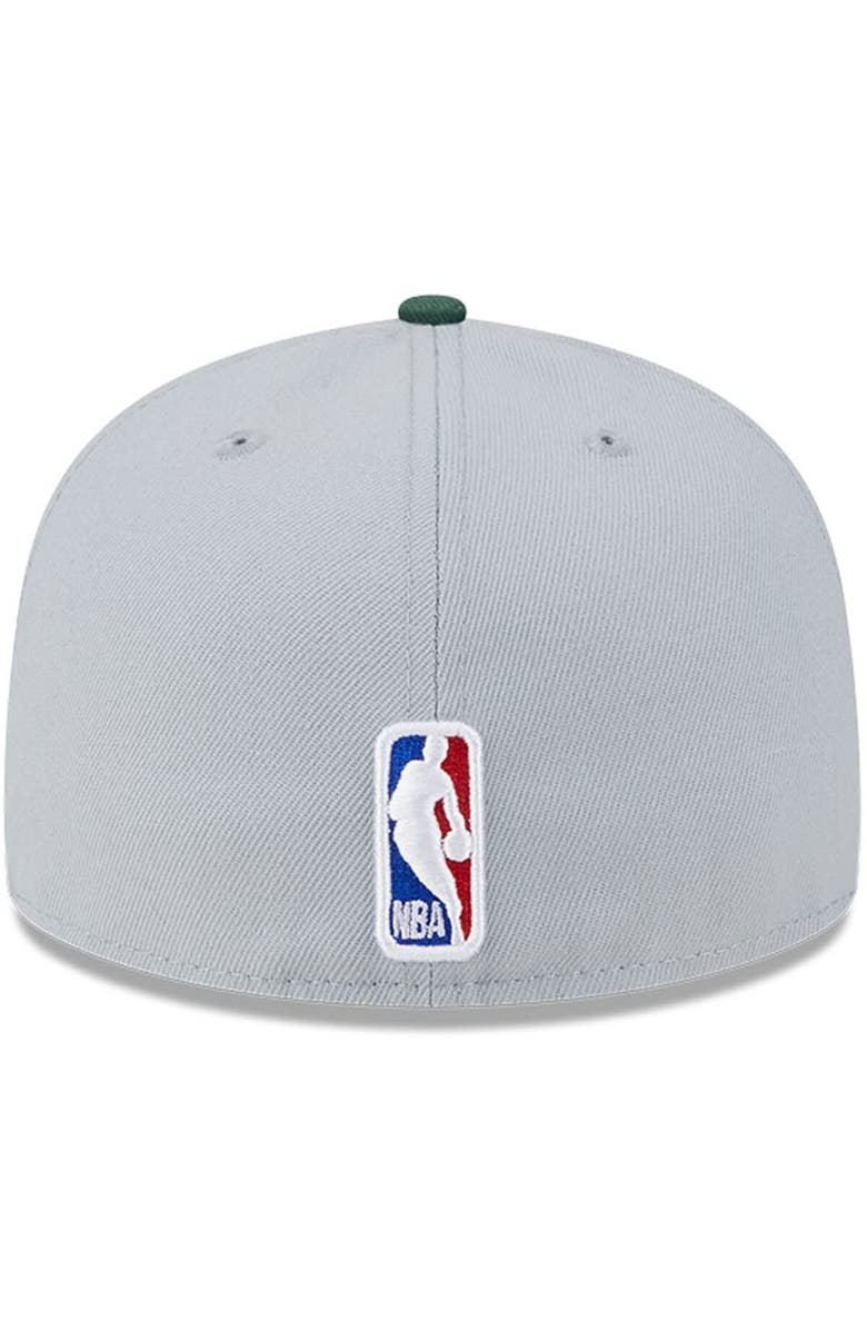 New Era Men's New Era Gray/Hunter Green Milwaukee Bucks Tip-Off Two-Tone 59FIFTY Fitted Hat, Alternate, color, Gray