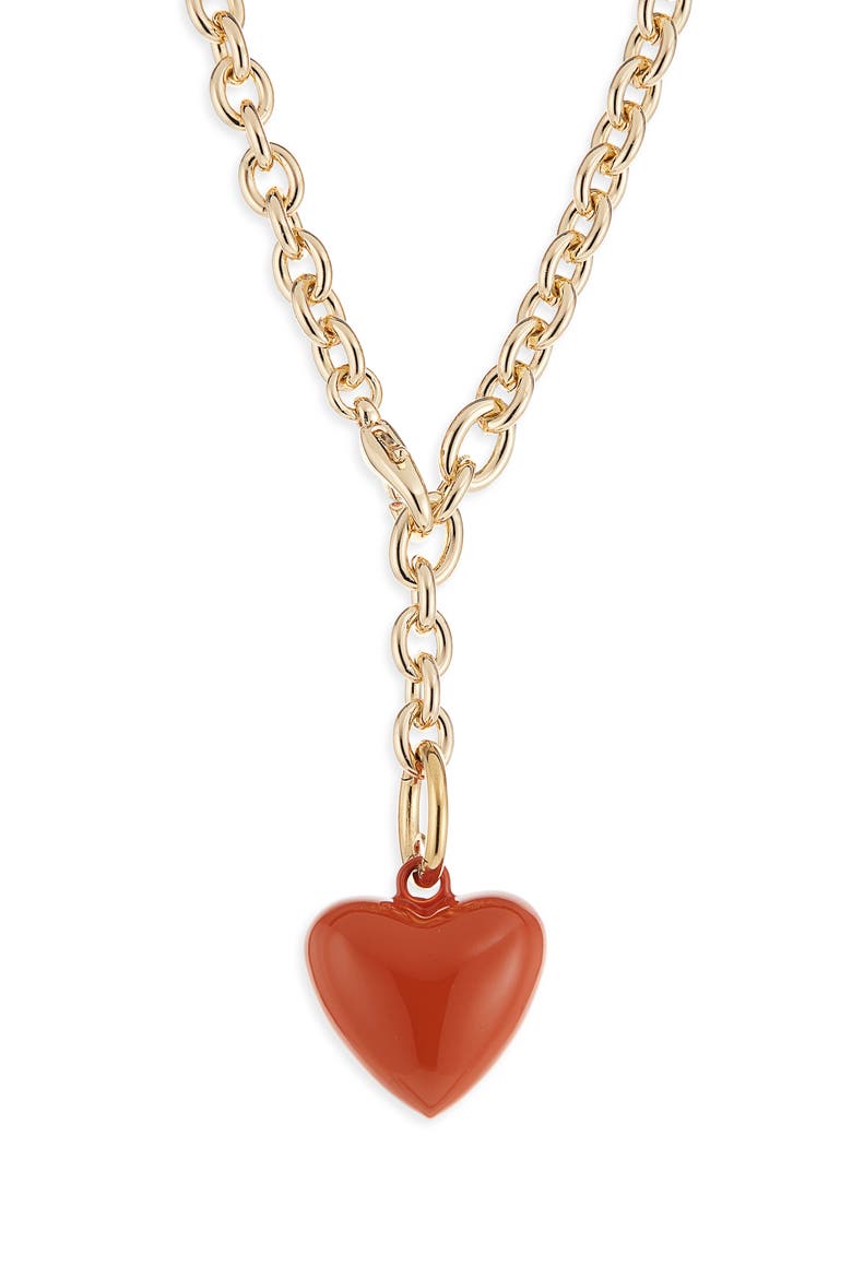 The Mini Puffy Heart Necklace, Main, color, SIENNA