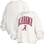 PRESSBOX Women's Pressbox White Alabama Crimson Tide Janise Arch Over Logo Waist Length Oversized Pullover Sweatshirt