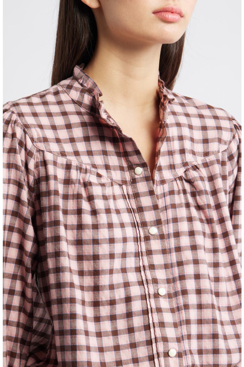 Alanna Gingham Long Sleeve Shirt, Alternate, color, GARNET ROSE COBALT