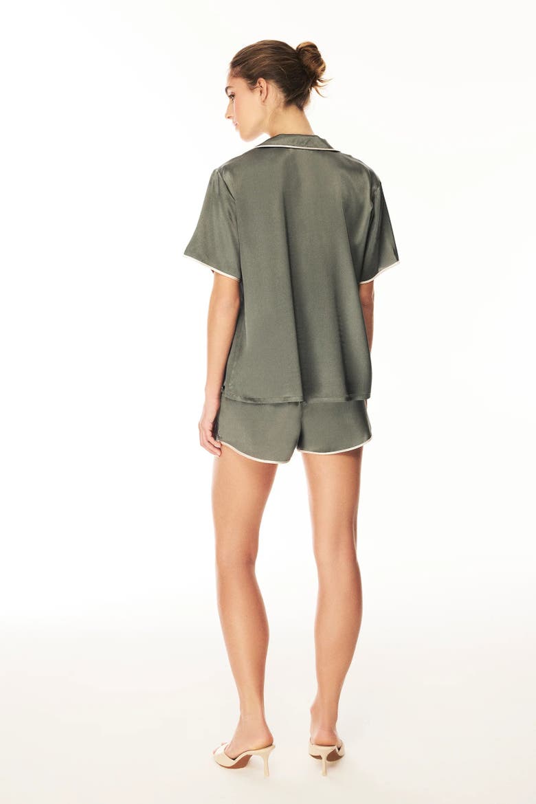 Silk Pajama Top, Alternate, color, Olive Green