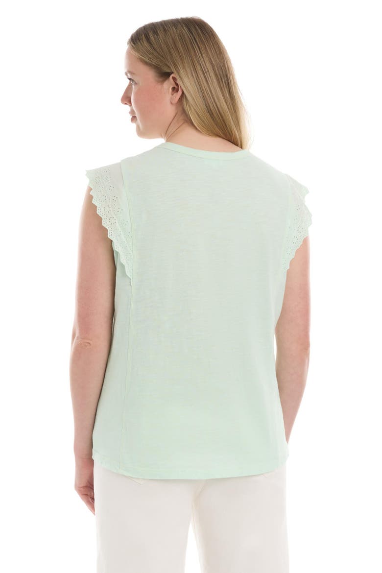 Eyelet Cap Sleeve Tee, Alternate, color, Bay