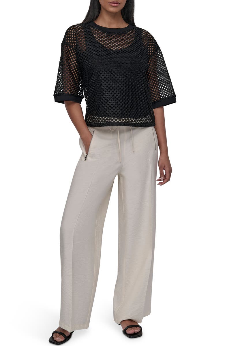 DKNY Open Stitch Short Sleeve Top, Alternate, color,