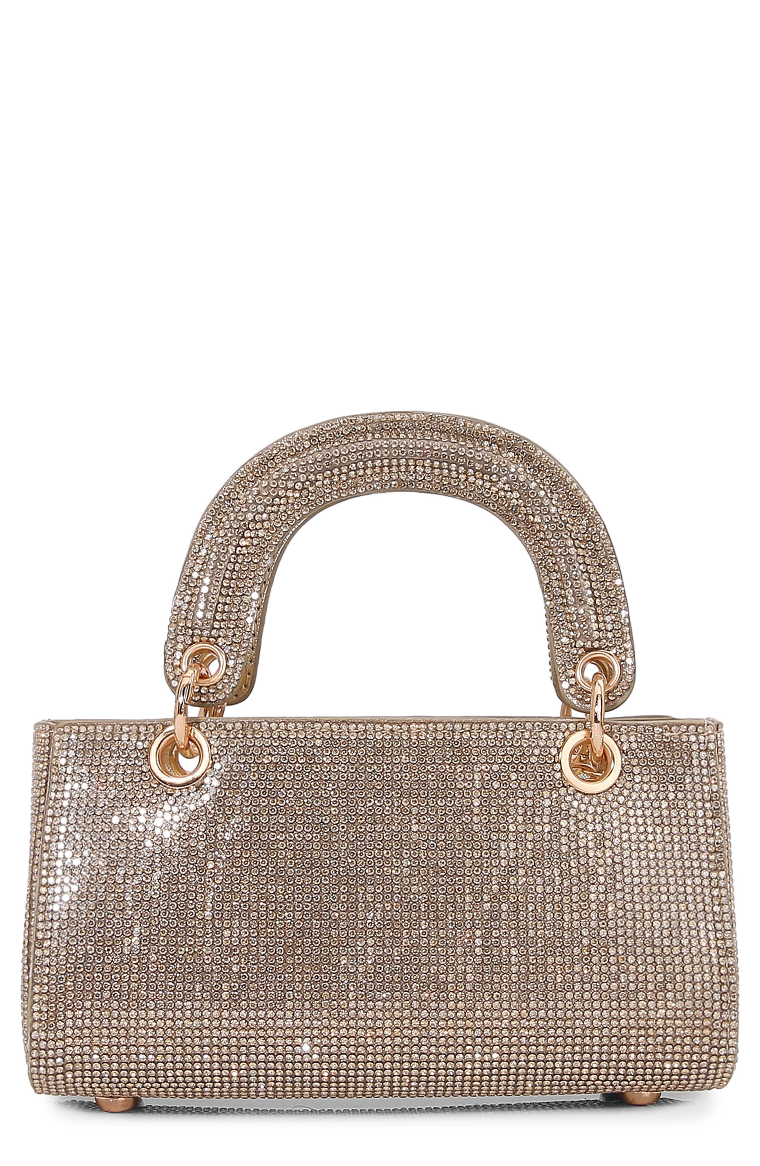 Rhinestone Handheld Bag, Main, color, GOLD