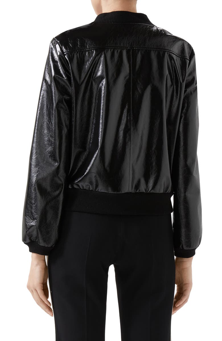 Gucci Interlocking-G Horsebit Leather Jacket, Alternate, color, 