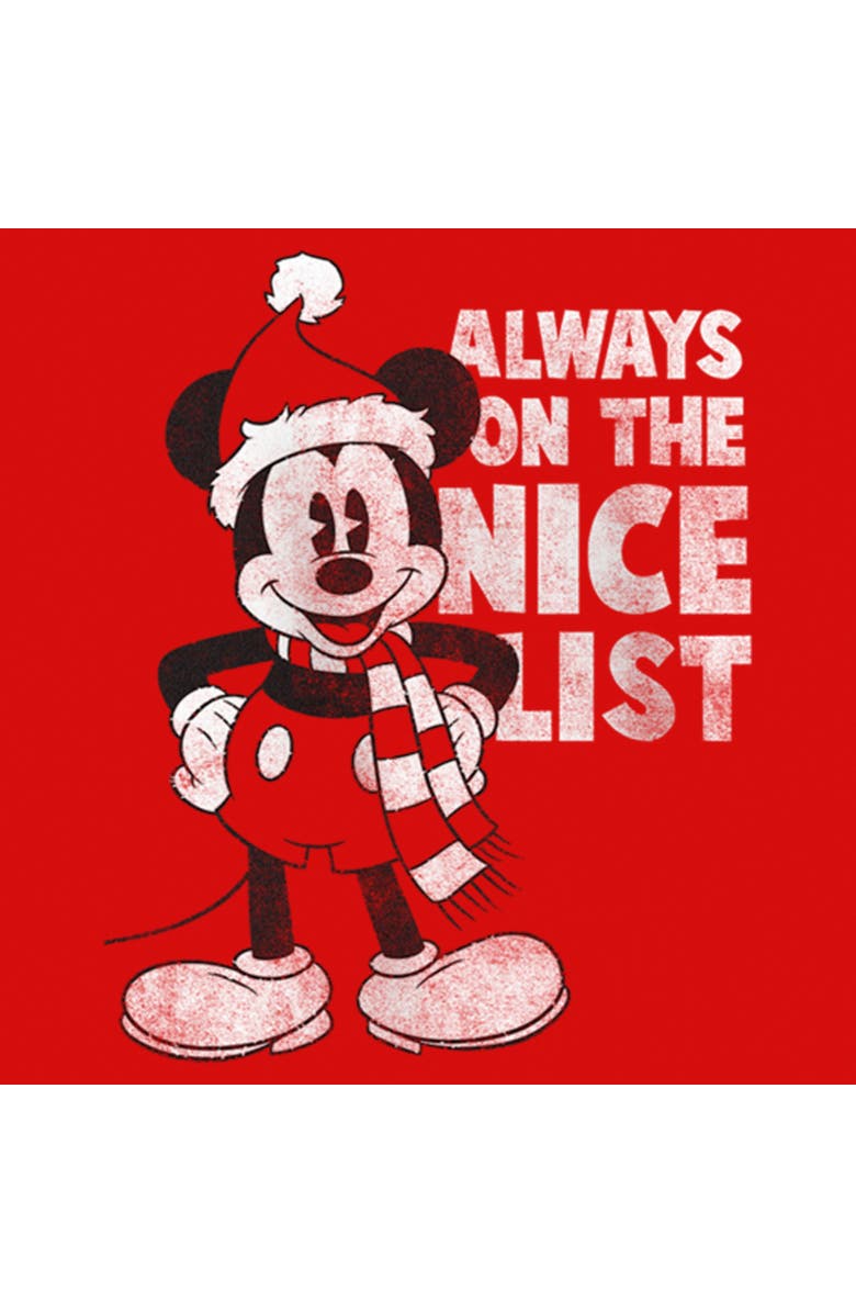 Mickey & Friends Girl's Mickey & Friends Christmas Always on the Nice List Mickey  Graphic T-Shirt, Alternate, color, Red