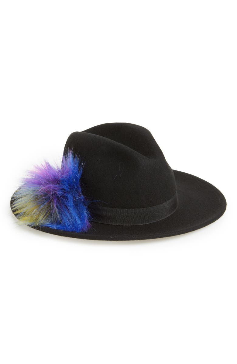 BP. Faux Fur Pompom Fedora, Main, color, 