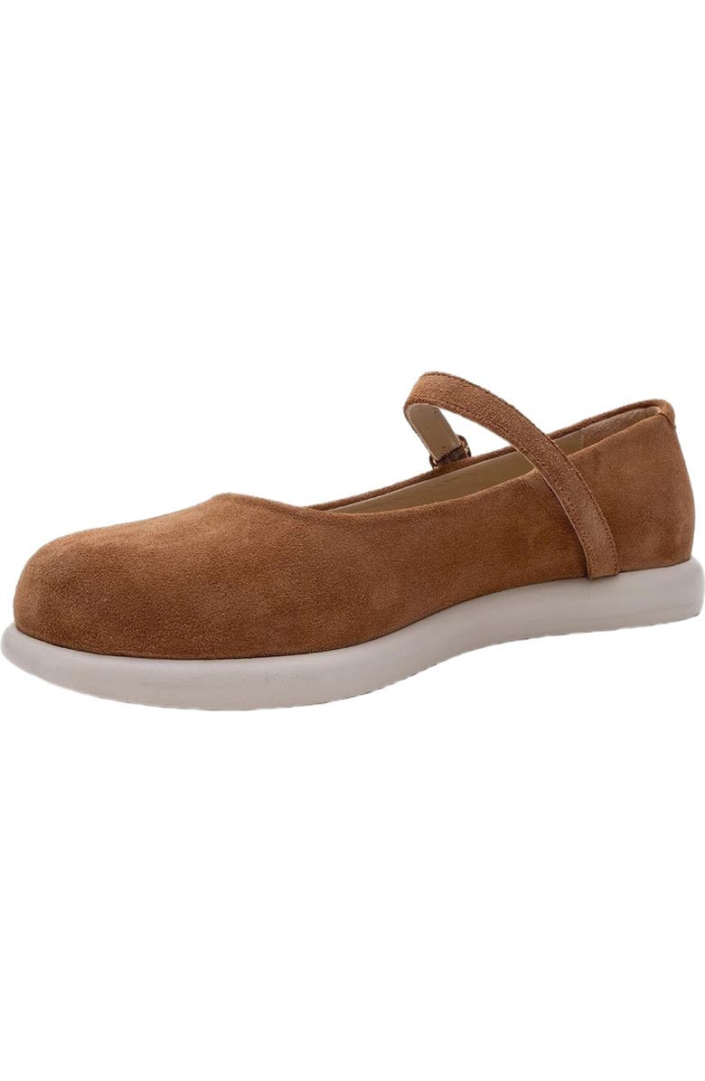 Forever & Always Shoes ANISA Leather Strap Flat, Alternate, color, Cognac Suede Leather