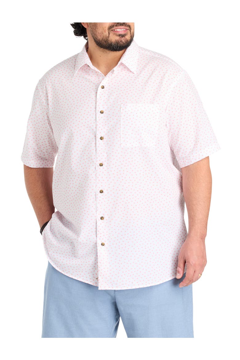 Big & Tall Micro Leaf Seersucker Sport Shirt, Main, color, WHITE