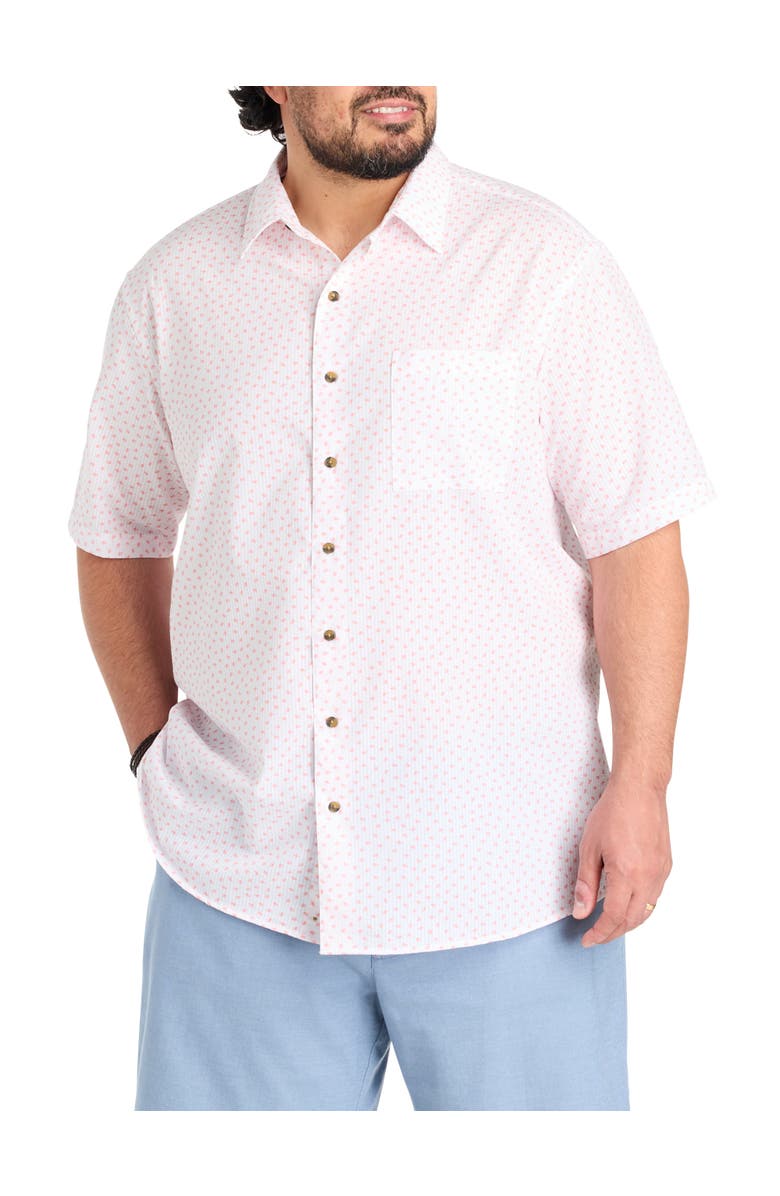 Oak Hill by DXL Big & Tall Micro Leaf Seersucker Sport Shirt, Main, color, White