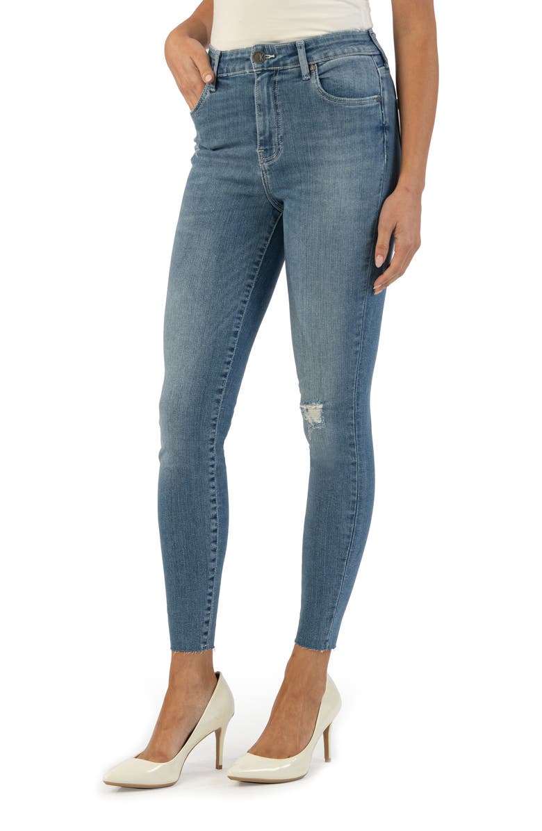 KUT from the Kloth Connie High Waist Raw Hem Ankle Skinny Organic Cotton Jeans, Alternate, color, Energy