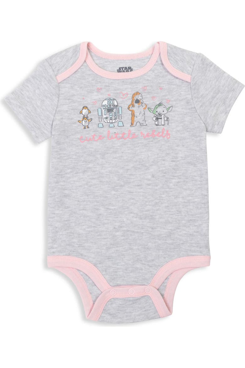 The Mandalorian Grogu Girls' 5-Pack Short Sleeve Bodysuits, Alternate, color, Pink Mint Mandalorian