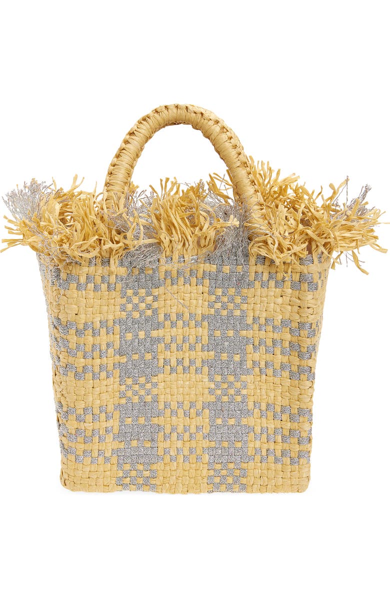 Pamela Munson Mini Check Mate Raffia Handbag, Main, color, Silver