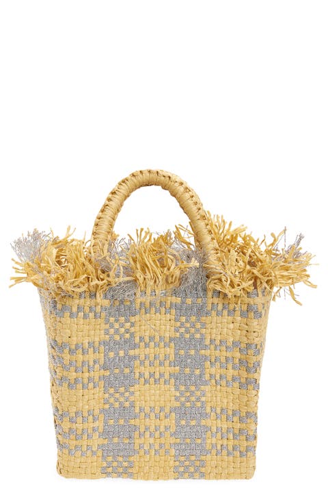 Mini Check Mate Raffia Handbag