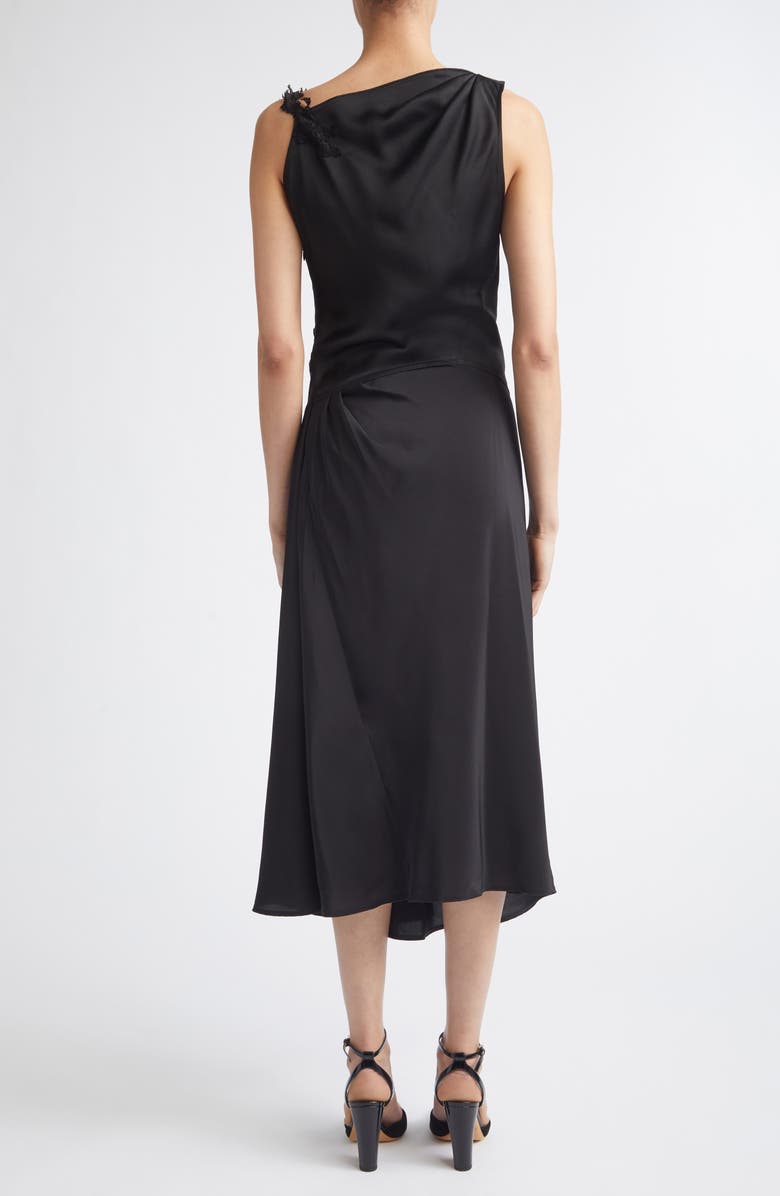 Victoria Beckham Asymmeytic Lace Strap Crepe Back Satin Dress, Alternate, color, Black