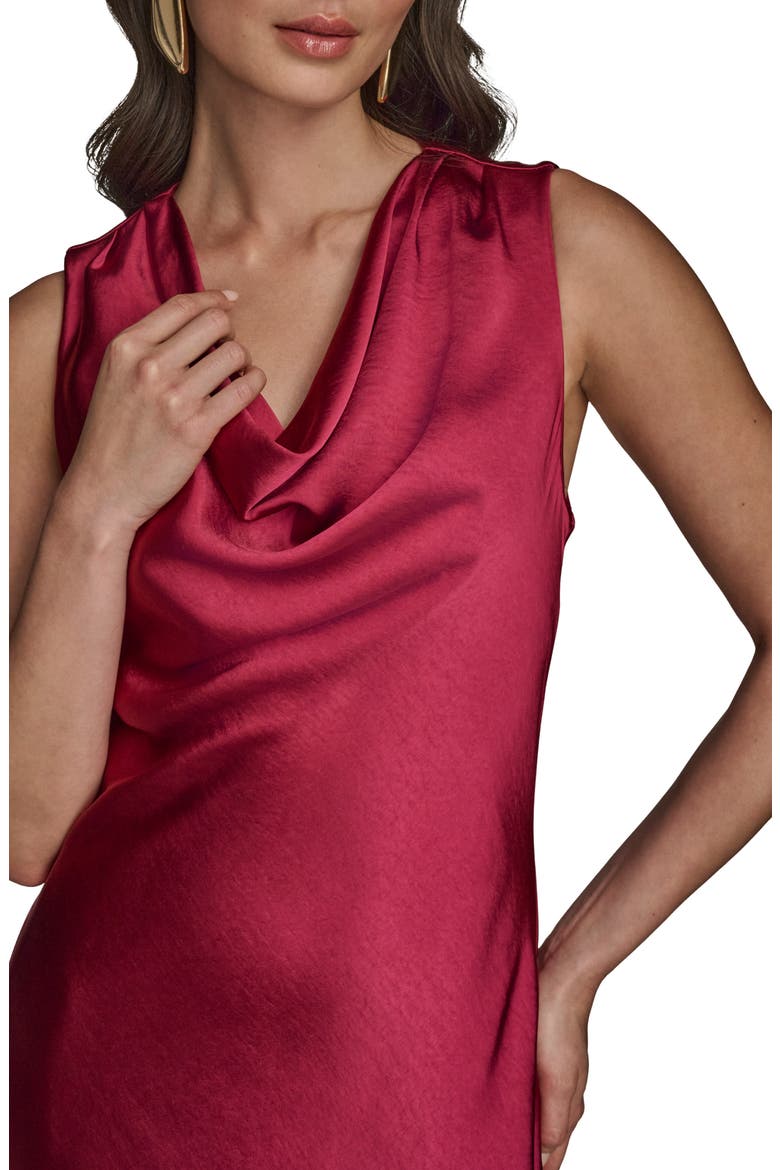 Cowl Neck Satin Cocktail Maxi Dress, Alternate, color, SANGRIA