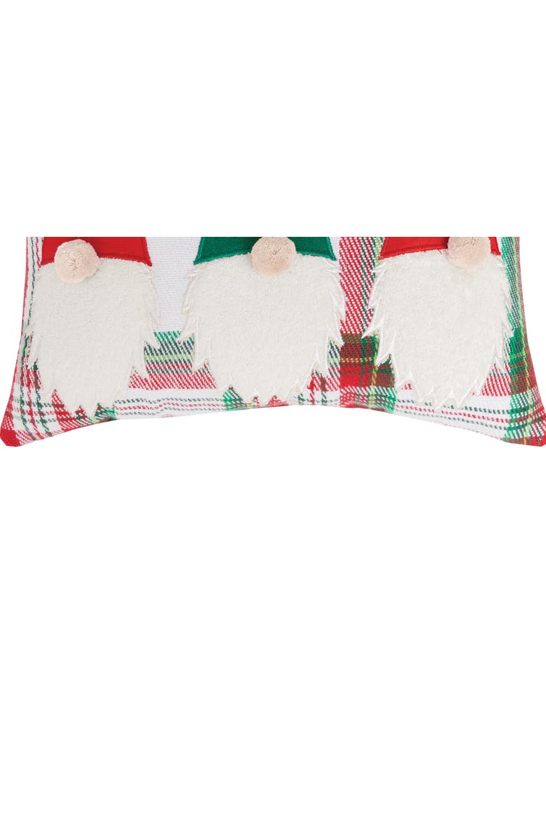 C&F Home Gnome Trio Plaid Applique 100% Cotton Mini Christmas Accent Throw Pillow 9" x 12", Alternate, color, Red