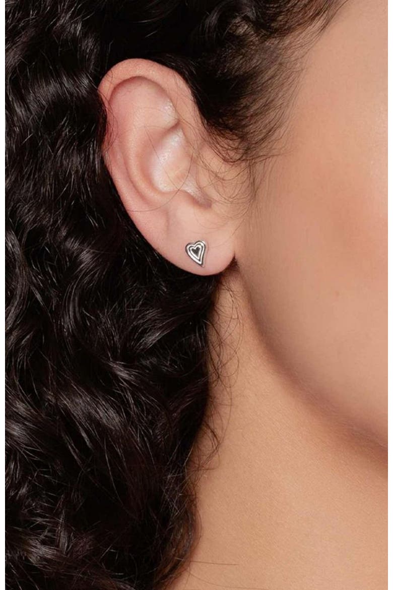 Emanate Love Heart Stud Earrings, Alternate, color, Sterling Silver