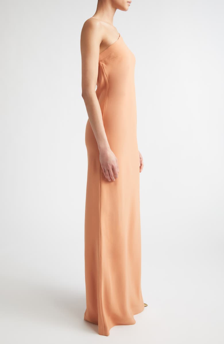 BERNADETTE Alexander One-Shoulder Gown, Alternate, color, Coral Orange