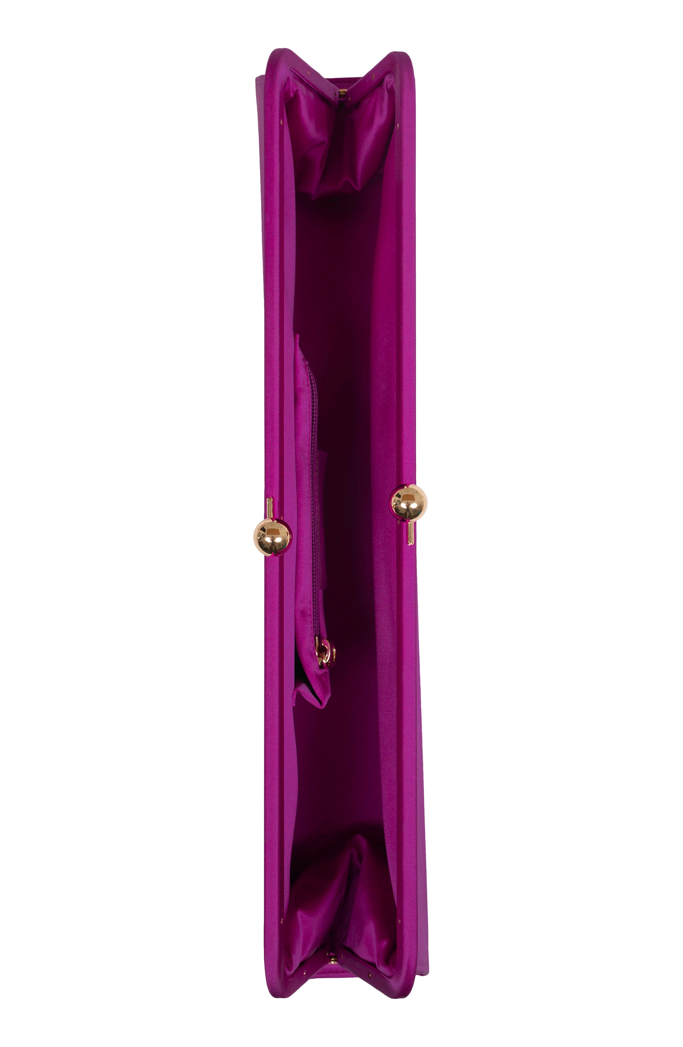 Premiere Frame Clutch, Alternate, color, FUCHSIA SATIN