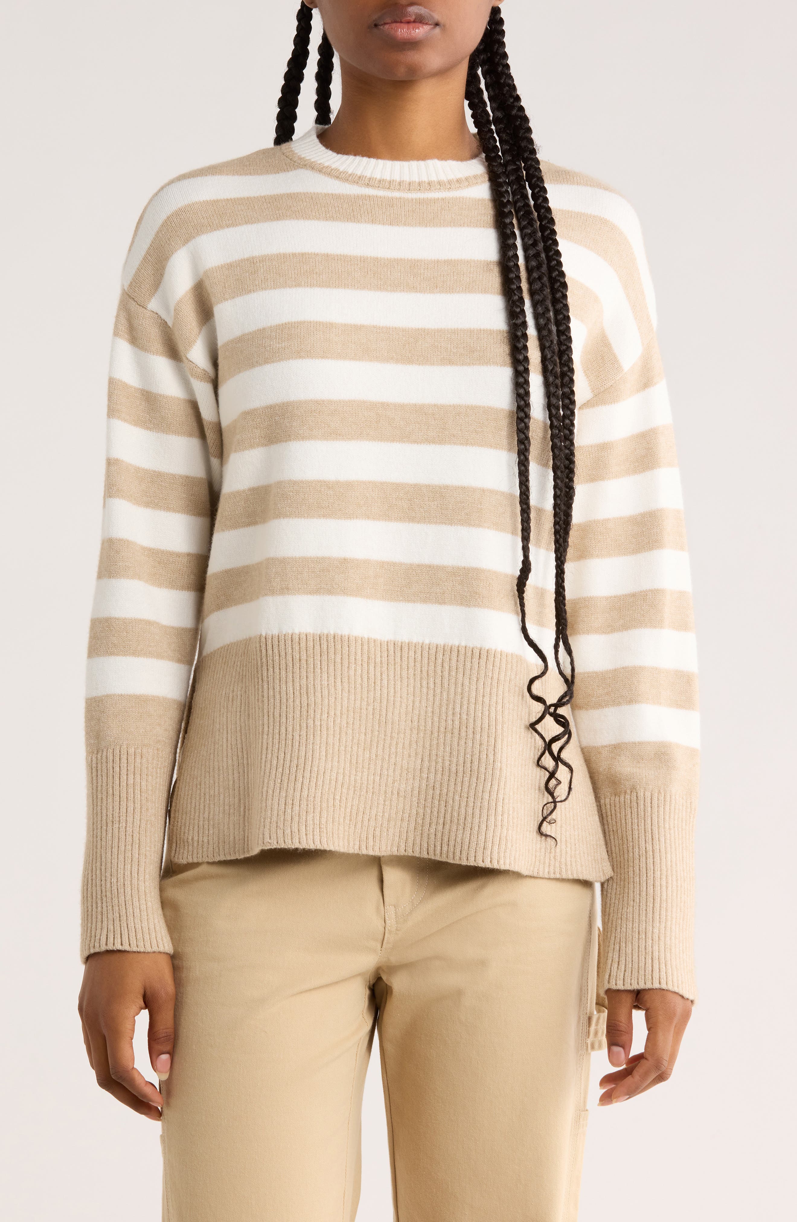Vigoss Stripe Side Slit Sweater