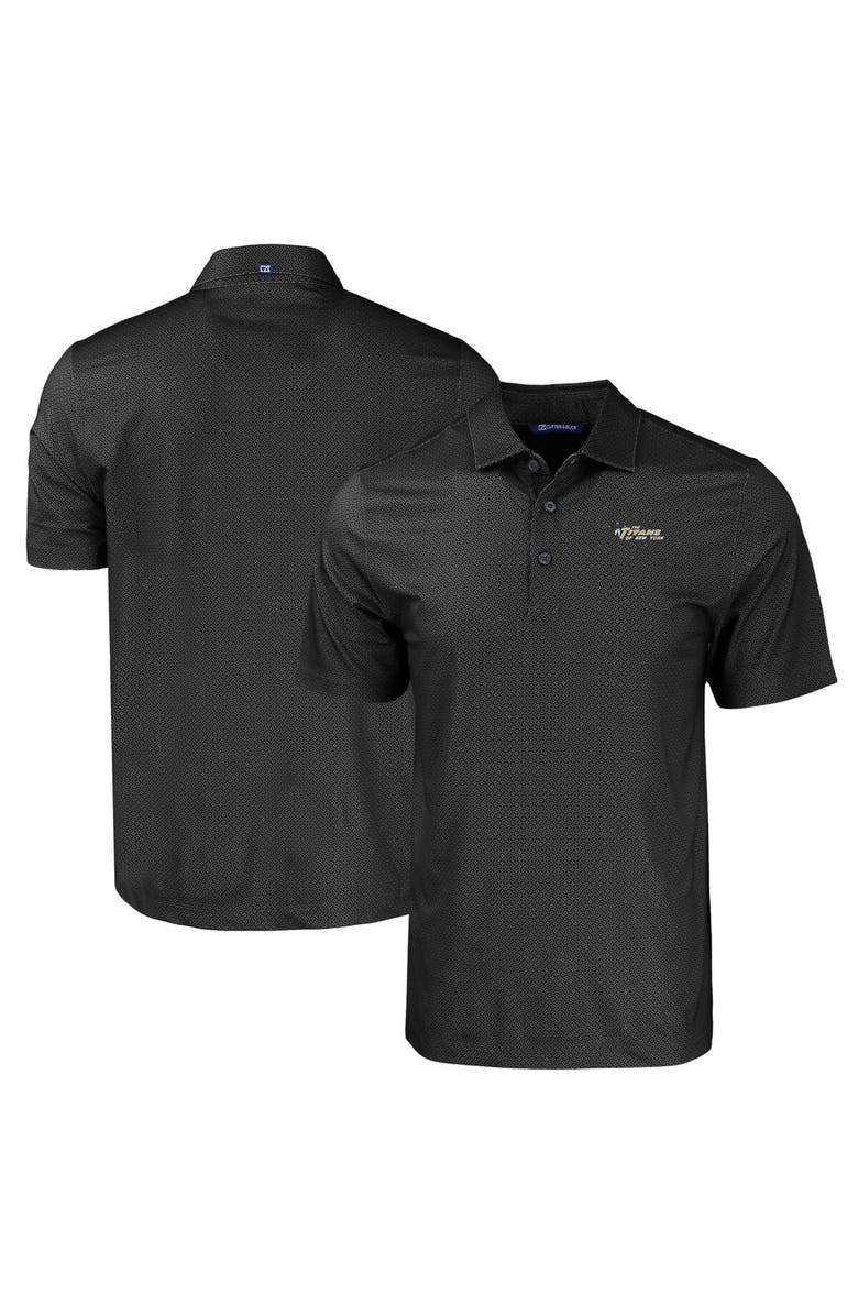 Cutter & Buck Men's Cutter & Buck  Black New York Jets Throwback Big & Tall Pike Eco Tonal Geo Print Stretch Recycled Polo, Main, color, 