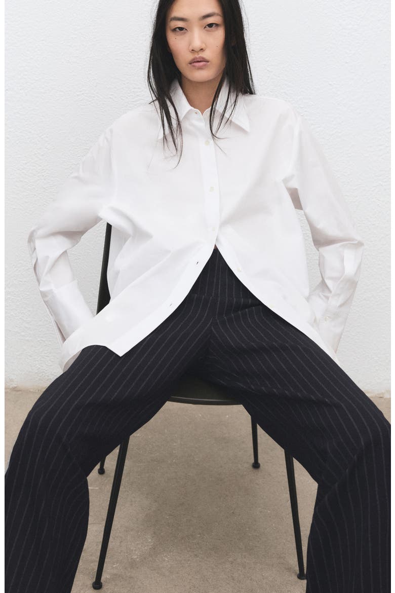 Pinstripe Pull-On Wide Leg Pants, Alternate, color, NAVY