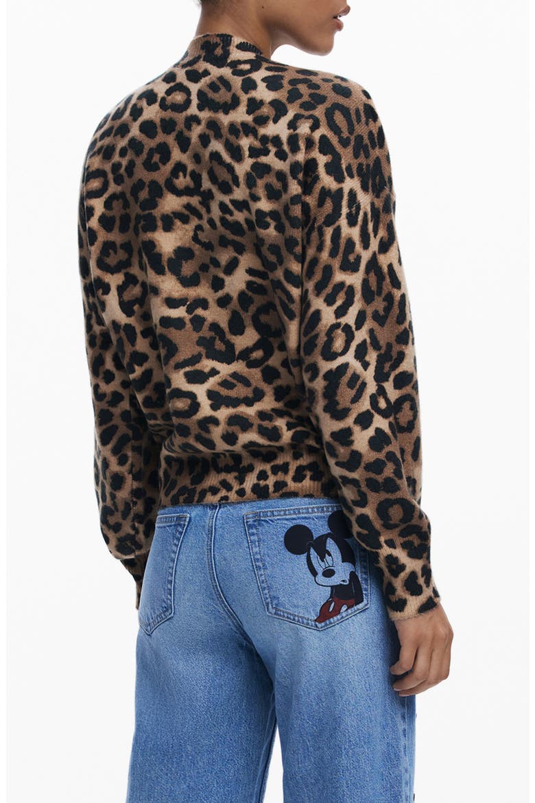 Minnie Mouse Leopard Sweater, Alternate, color, BROWN
