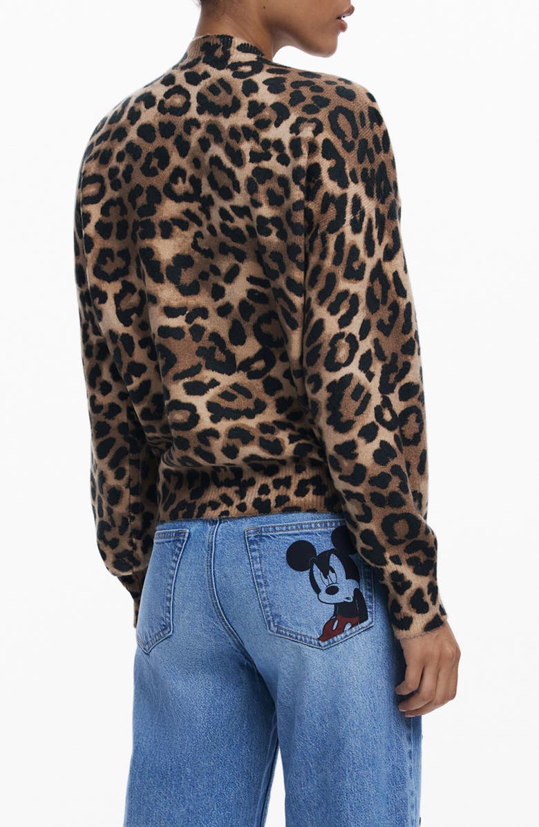 Desigual Minnie Mouse Leopard Sweater, Alternate, color, Brown