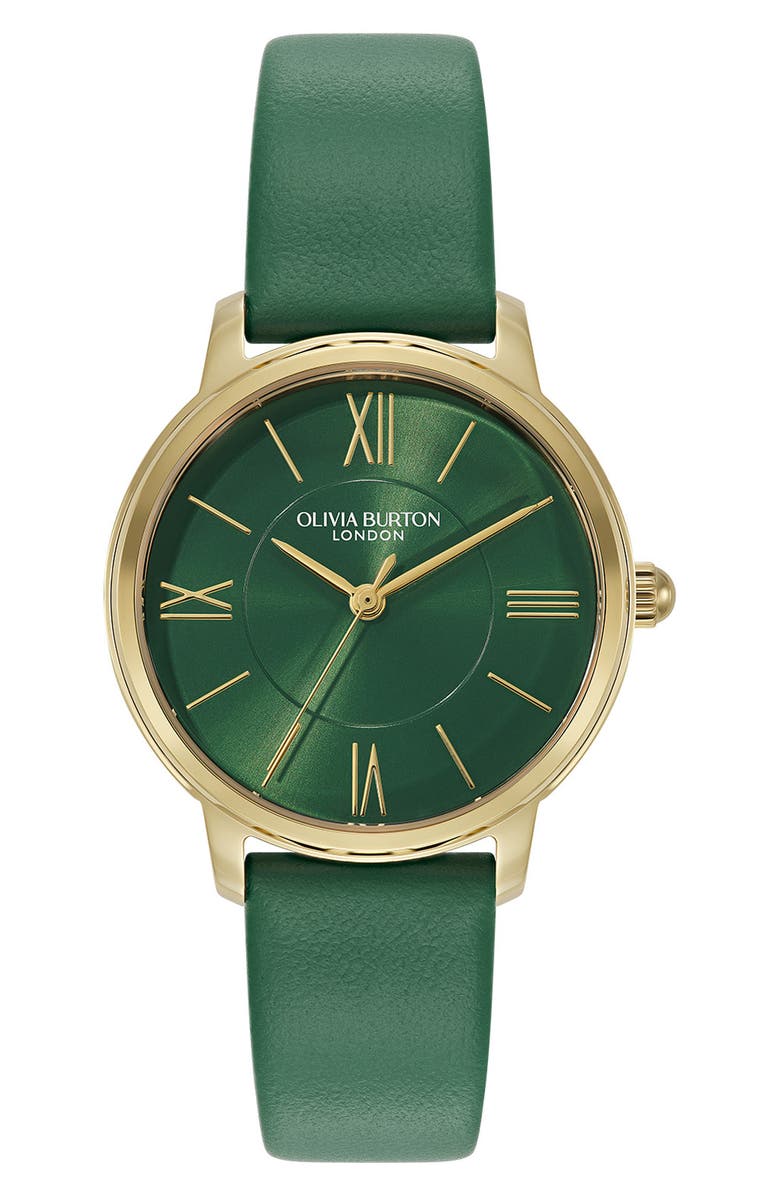 Olivia Burton Westbourne Leather Strap Watch, 30mm, Main, color, 