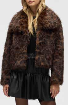 NVLT Long Faux Fur Cropped Jacket
