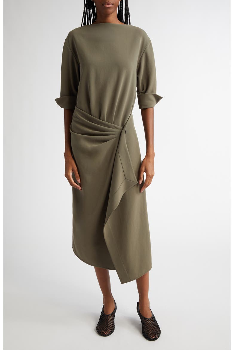 Maisie Matte Double Crepe Dress, Main, color, WOOD