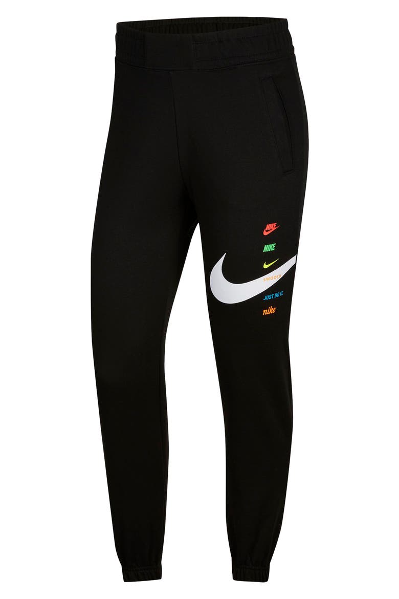 Sportswear Swoosh Graphic Pants, Main, color, BLACK/ MULTI COLOR