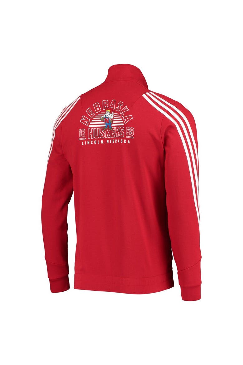 Men's adidas Scarlet Nebraska Huskers Fashion Full-Zip Track Jacket, Alternate, color, Scarlet