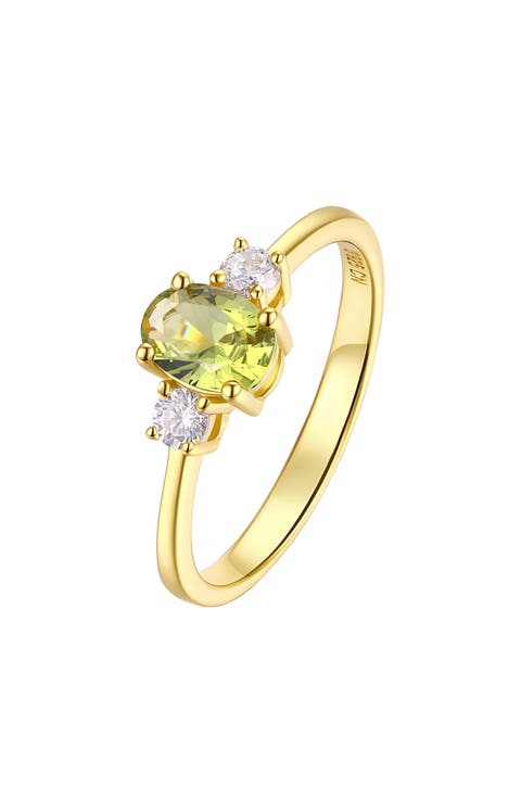Gold over Sterling Silver Cubic Zirconia Three Stone Ring