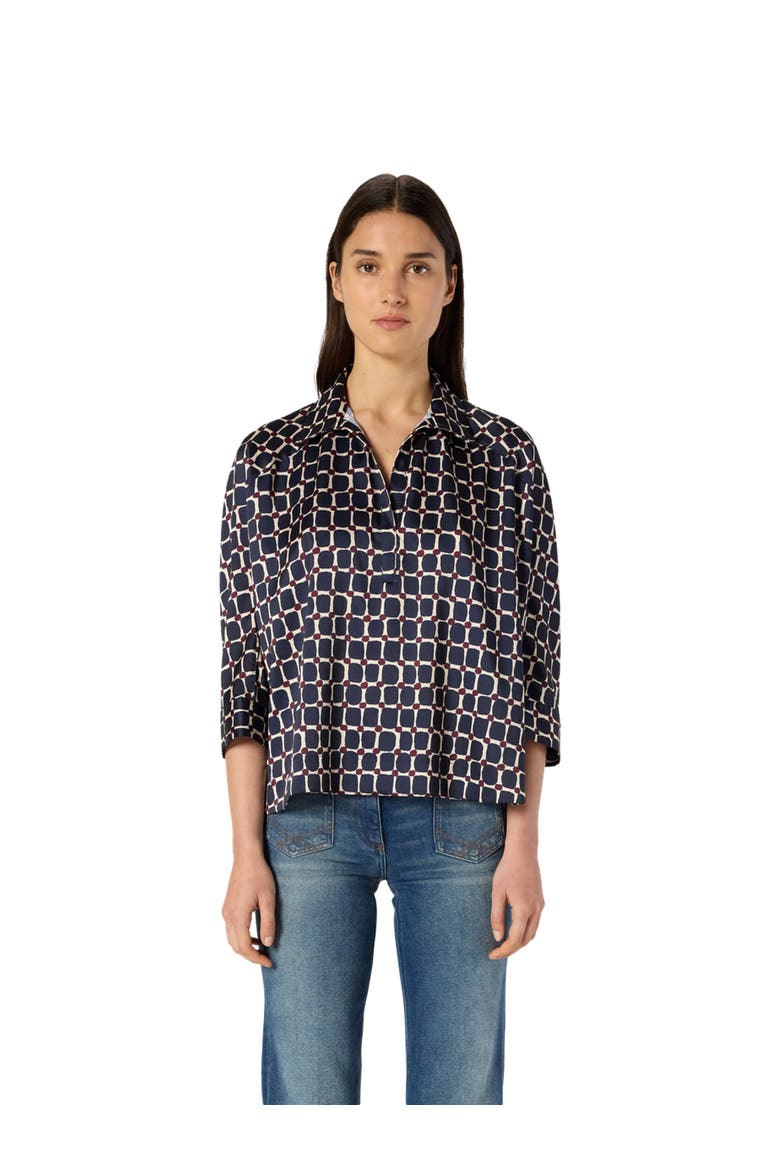 Ariane Geometric Print Boxy Blouse, Main, color, Ink