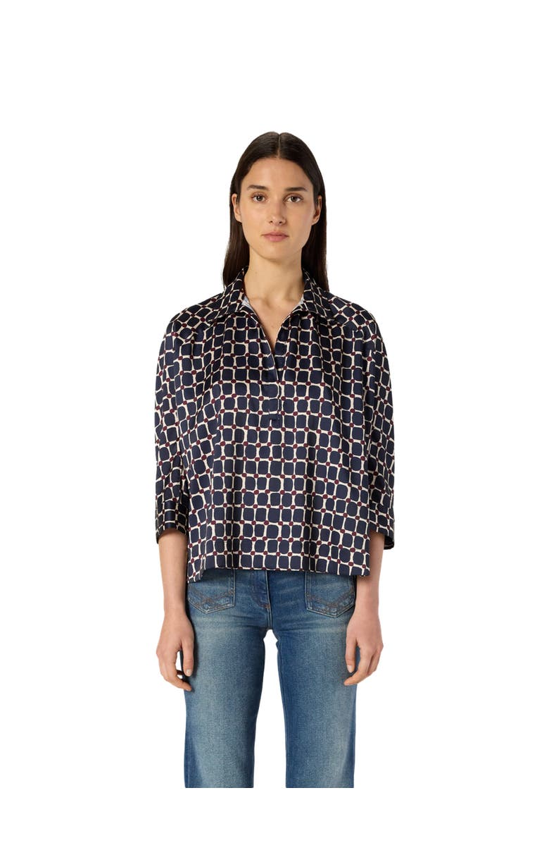 GERARD DAREL Ariane Geometric Print Boxy Blouse, Main, color, Ink