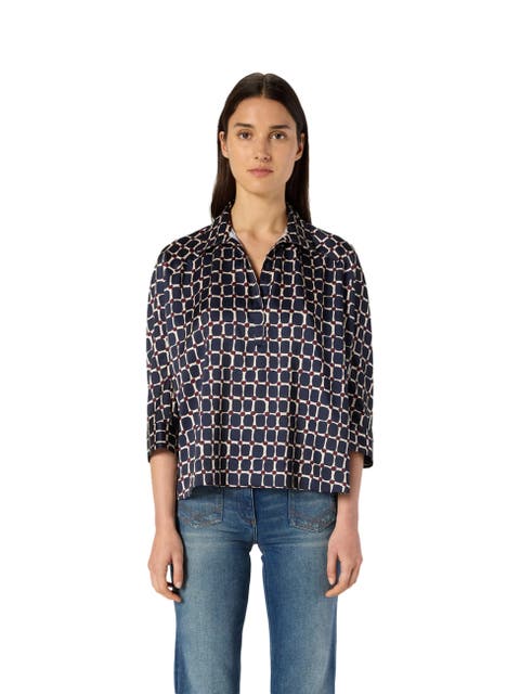 Ariane Geometric Print Boxy Blouse
