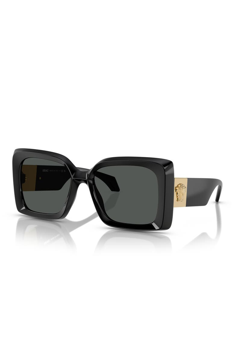 54mm Irregular Sunglasses, Alternate, color, BLACK