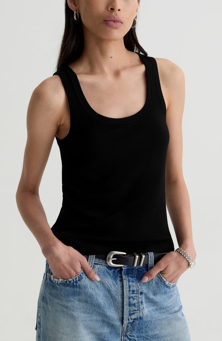 AG Ashley Scoop Neck Tank, Main, color, Super Black