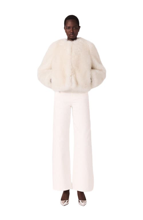 Maje Short Faux Fur Jacket In White