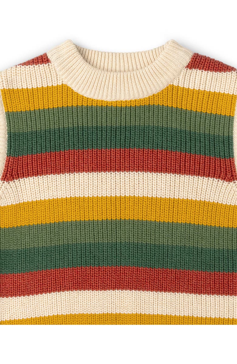 Little Green Radicals Kids' Stripe Sleeveless Organic Cotton Sweater, Alternate, color, Beige Multi