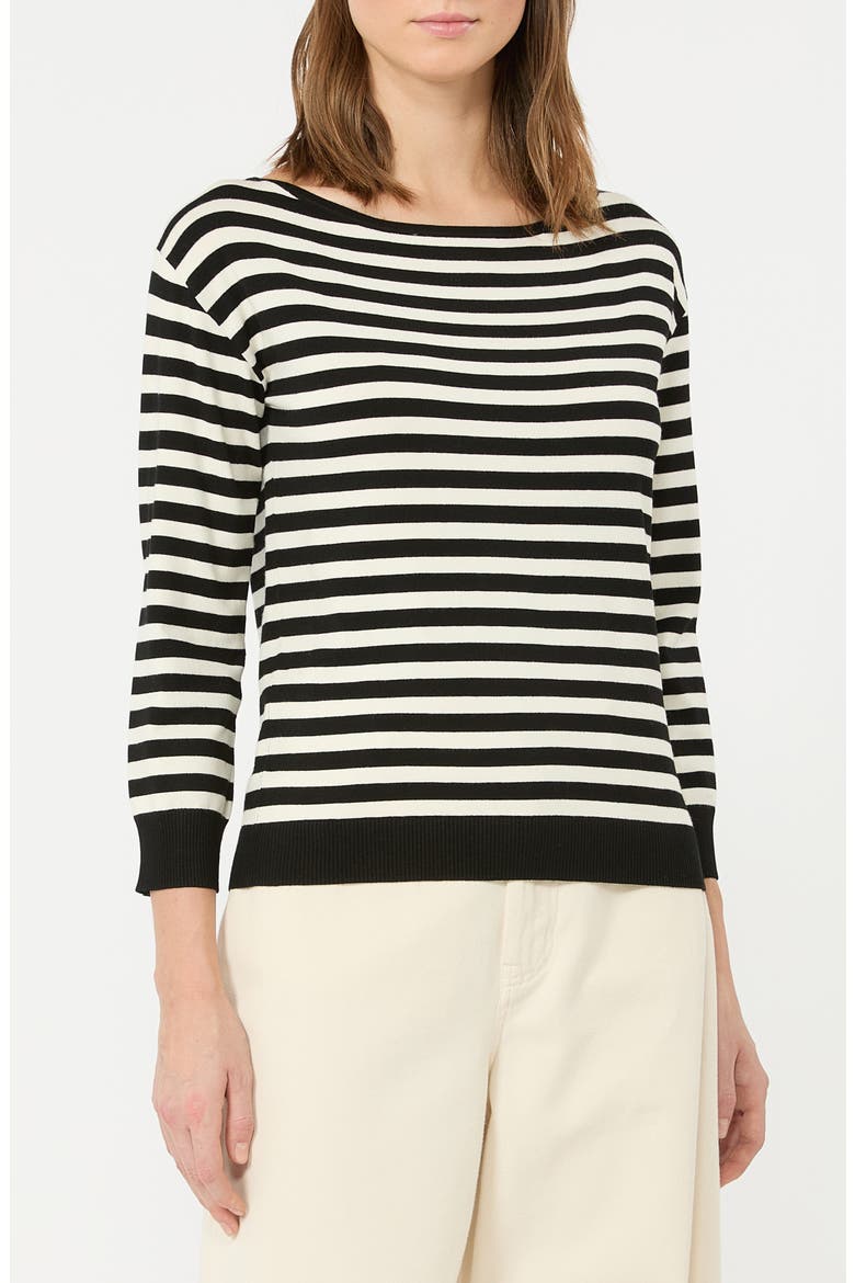Stecca Striped Bateau Neck Sweater, Main, color, BLACK