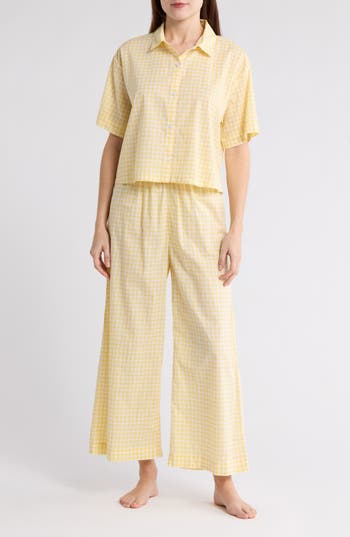 Abound Cotton Poplin Pajamas In Yellow Dreamy Gingham