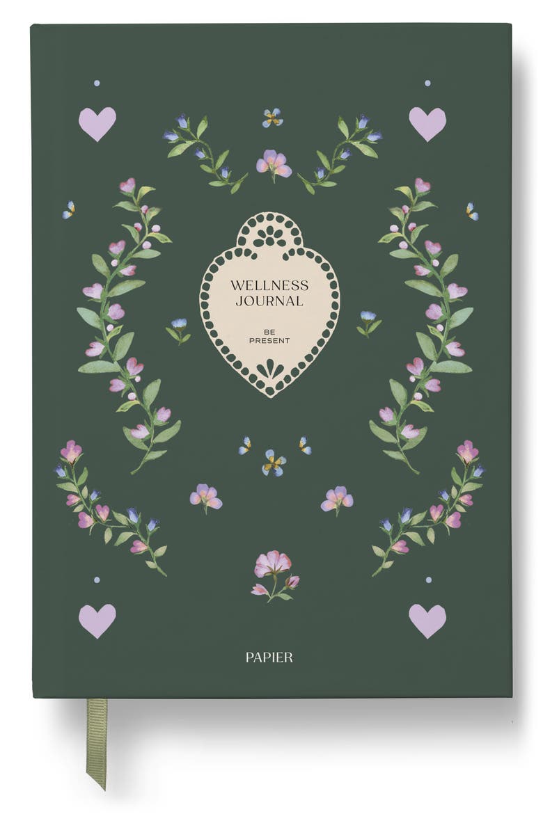 Pressed Flowers Wellness Journal, Main, color, MEDIUM GREEN