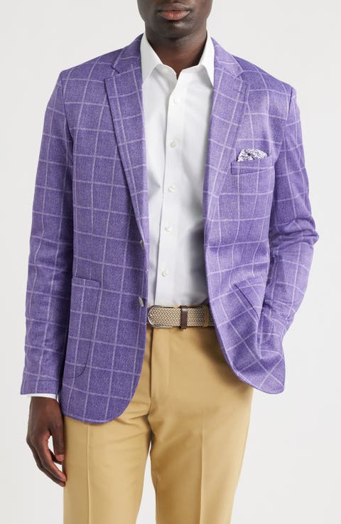 Game Day XC Flex® Pinnacle Purple Windowpane Check Knit Sport Coat