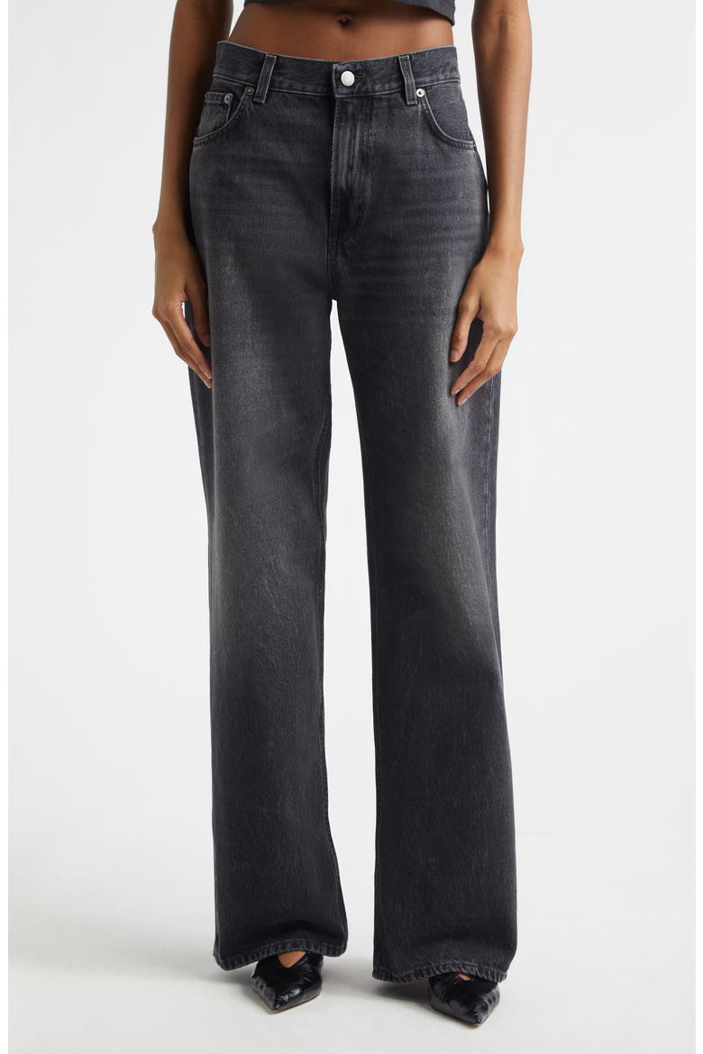 Korea High Waist Straight Leg Jeans, Main, color, AUTHENTIC BLACK WASH