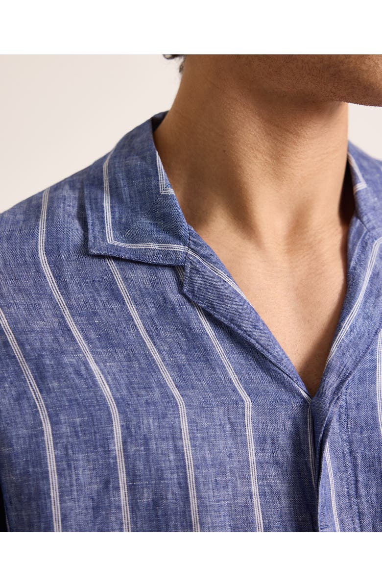 Orlebar Brown Sylvan Lino Relaxed Fit Linen Stripe Shirt, Alternate, color, Nightfall Blue Stripe